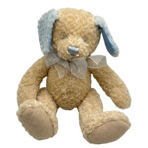 Huggable Dog Plush Lovey Softstuff Adorable Blue Ears Eyes Cuddly Beige Tan